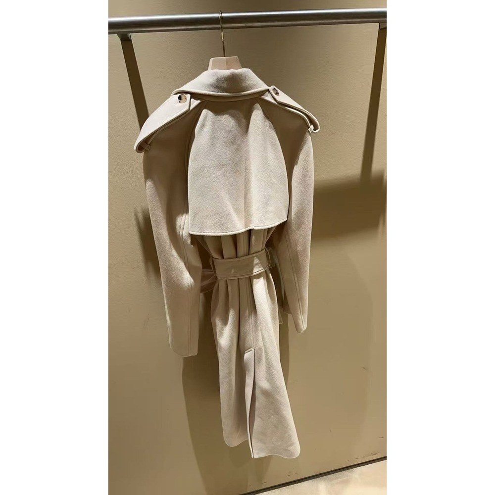 Burberry 100% Cashmere Trench Coat Candle Beige Wrap Belted 80979761006 US 6 NEW - Picture 3 of 6